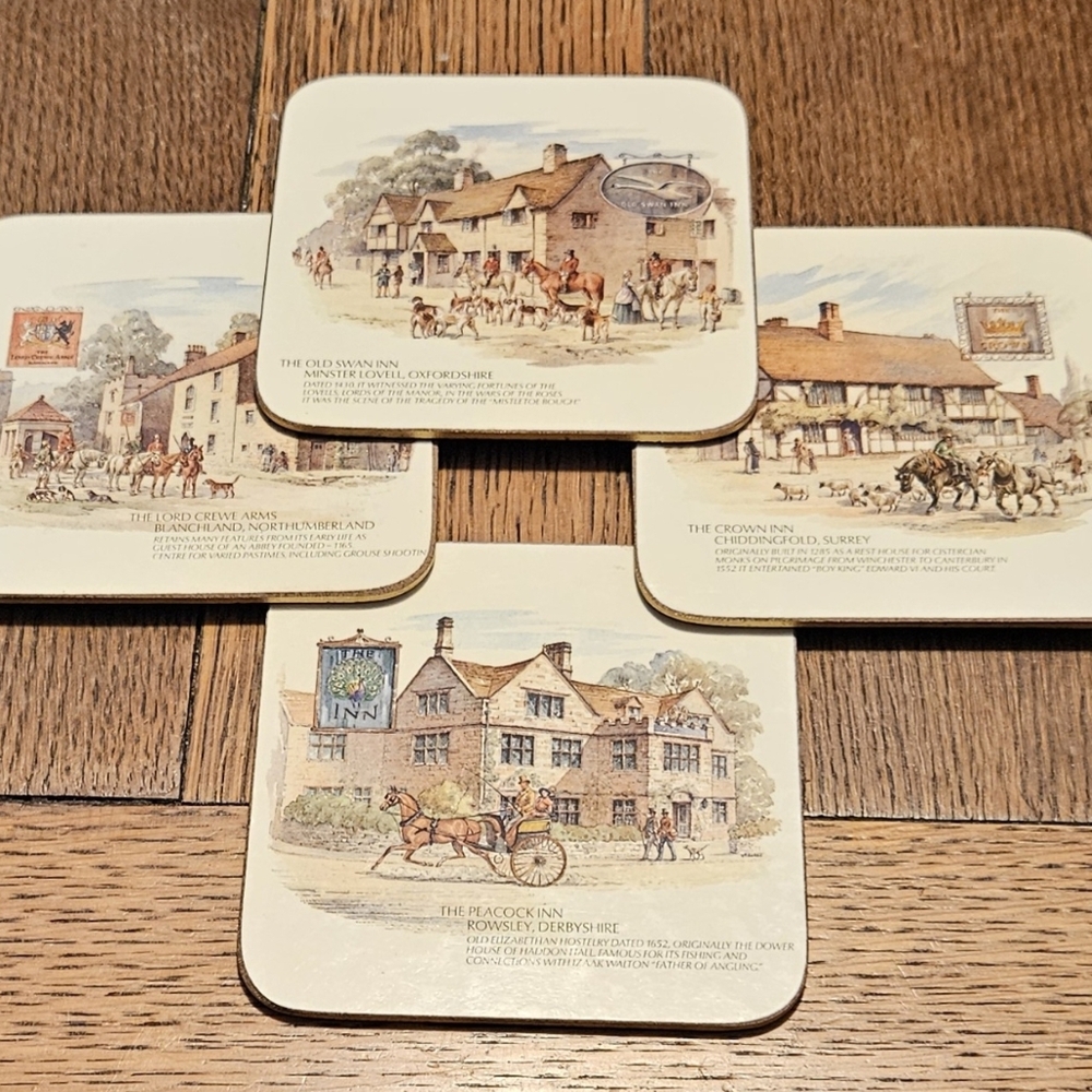 Coasters "Olde Inns" of England Made by Clover Leaf 4"×4"